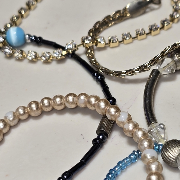 Lot of 6 Various Stretchy Chain Seeded Bead Bracelet - Picture 3 of 5